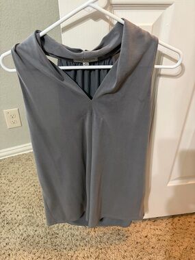 Green Envelope Sleeveless Draped V-Neck Camisole in Grey